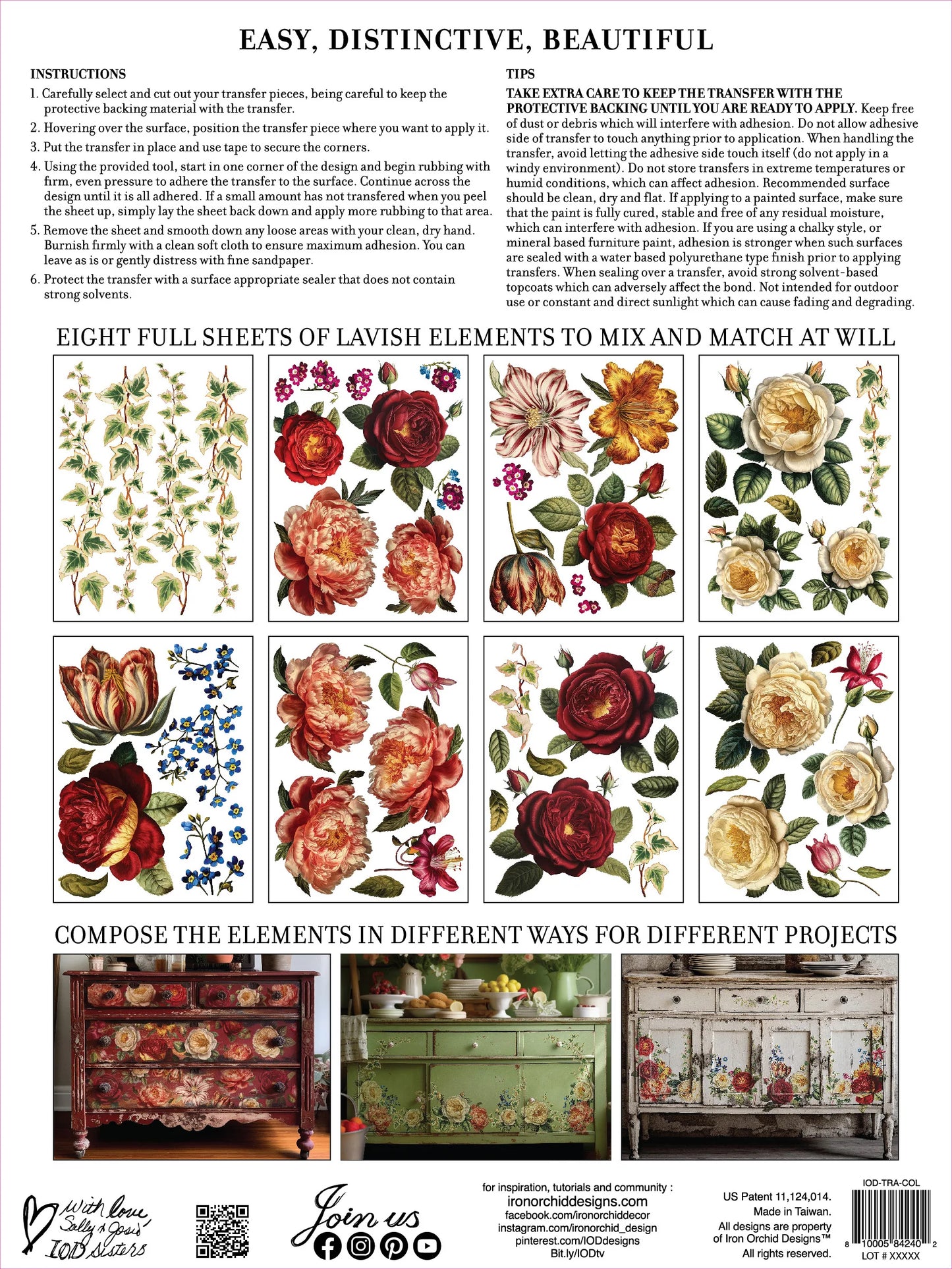 Transfer COLLAGE DE FLEURS IOD
